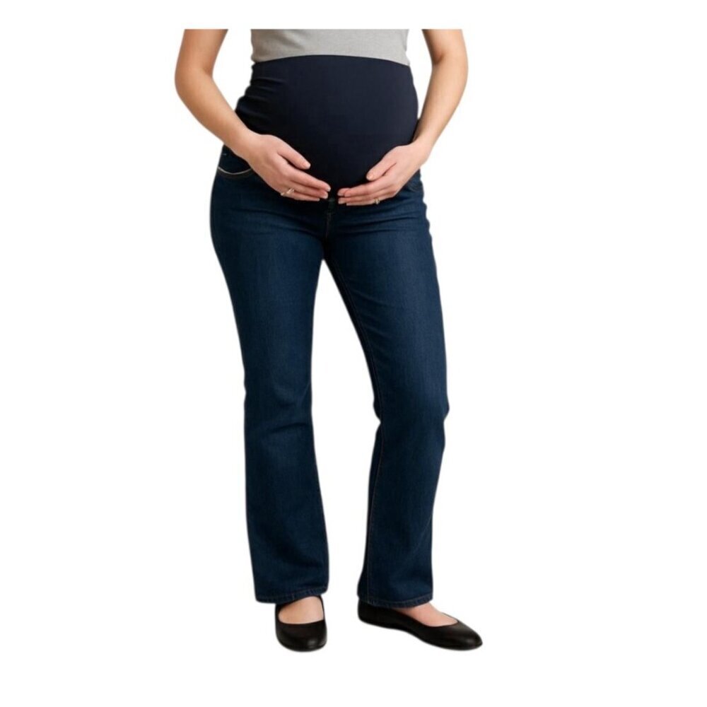 Indigo Blue Maternity Bootcut/Flare Leg Jeans~Size XS~Dark Wash Denim L3 23